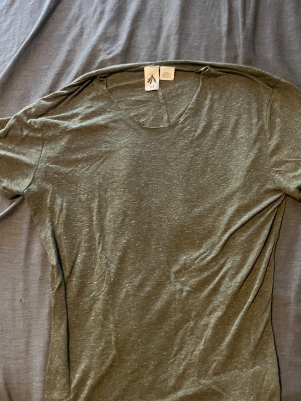 Feathers brand green light weight cotton t-shirt. Fits like a small